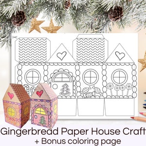 Gingerbread Paper House Template Printable Gingerbread House Coloring Craft Christmas Coloring Activity for Kids Classroom Activities