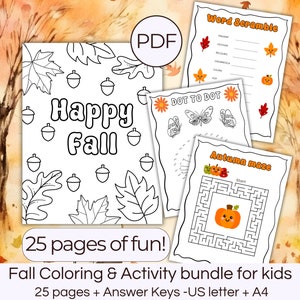 Fall Activities for Kids Fall Coloring Pages Preschool Worksheets Thanksgiving games Fall Classroom activities Fall Word Search