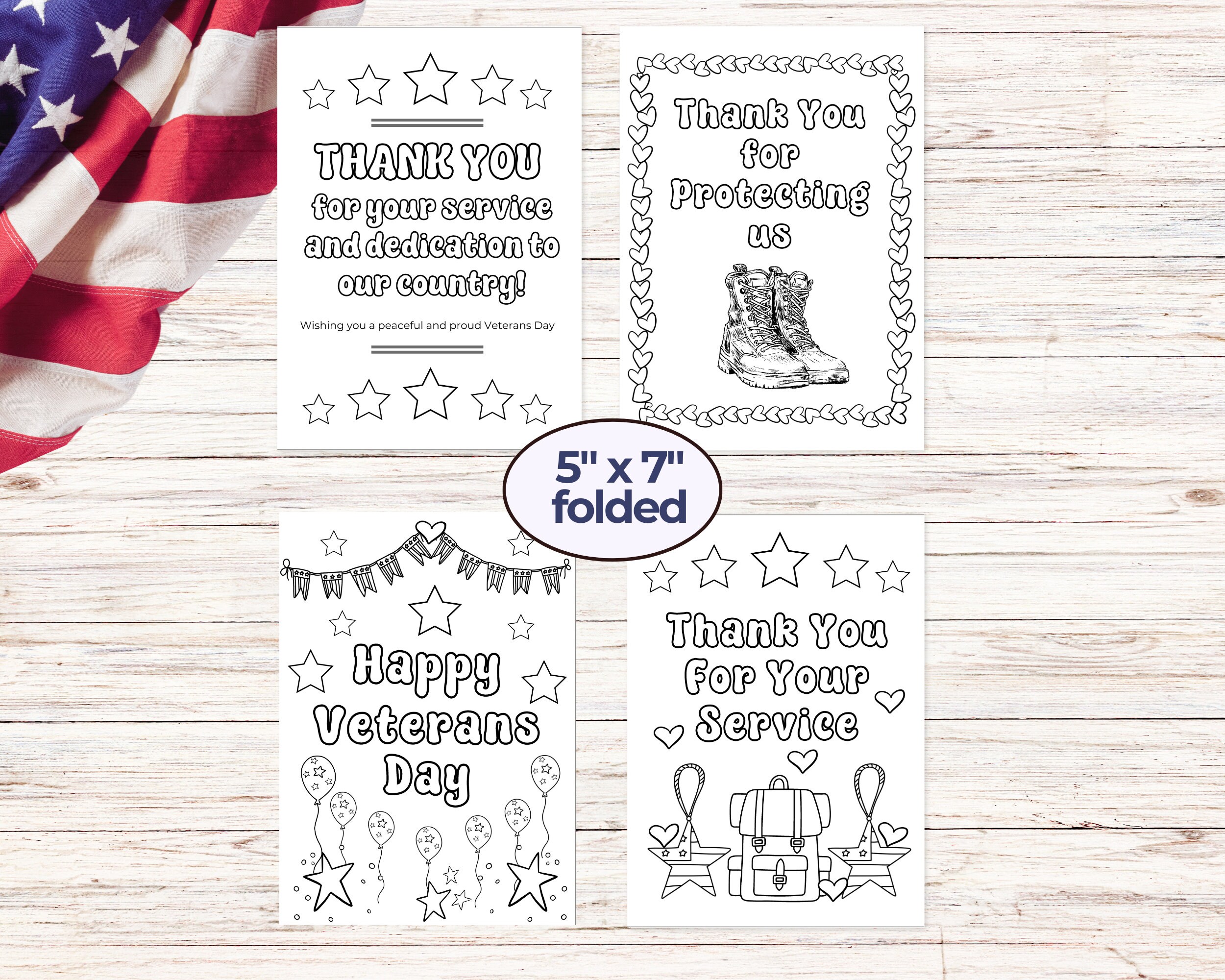 Veterans Day Coloring Cards for Kids Veterans Day Thank You Cards