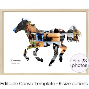 Horse Photo Picture Collage Editable Template Horse Picture Frame Personalized Horse Gift for Horse Lover Equestrian Gifts Pet Loss Gifts