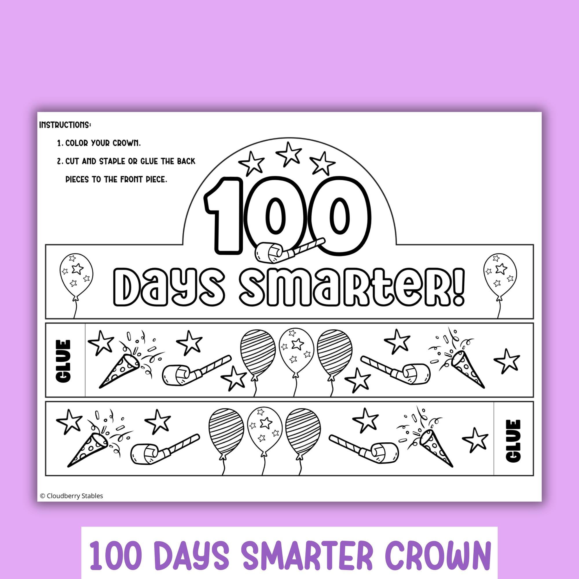 100th Day of School Crowns Coloring Craft 100 Days of School Crown ...