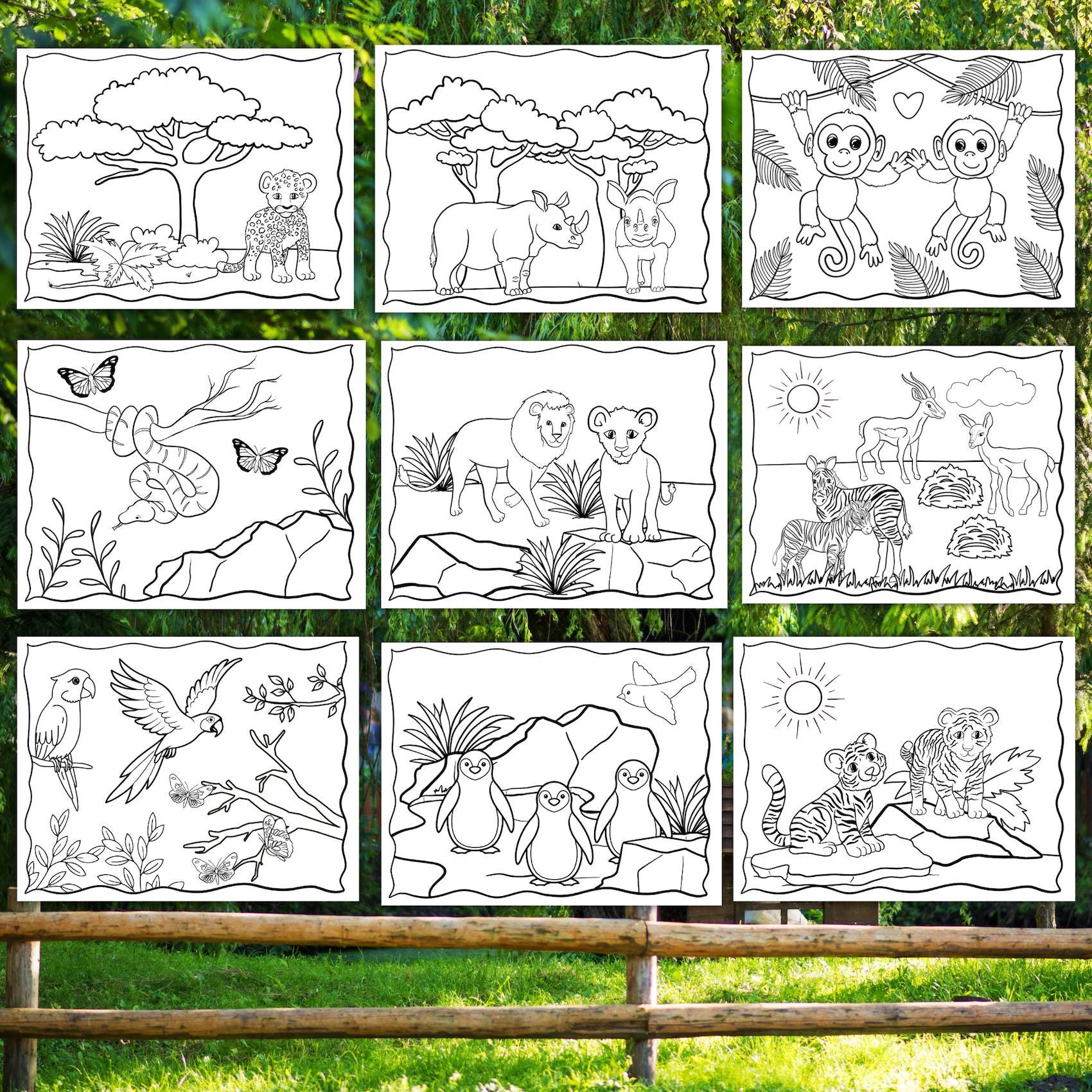 Zoo Animal Coloring Pages for Kids Printable Safari Animals Craft ...