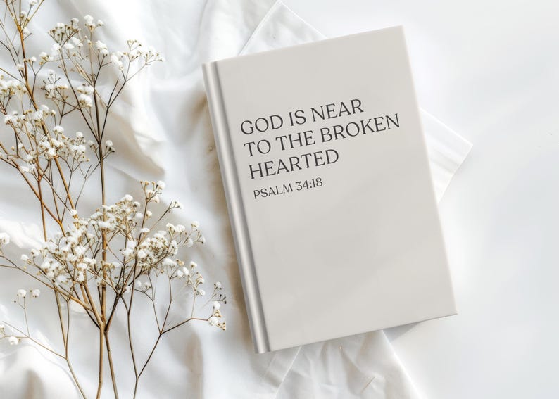Christian Memory Journal Grief Hardcover Notebook Loss of Mother Father Daughter Son Memorial Remembrance Faith Keepsake Diary God is Near image 1