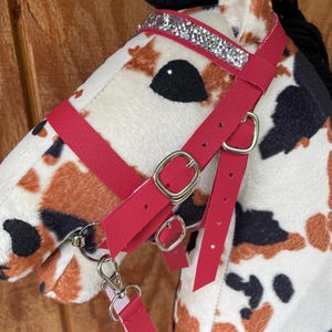 Hobby Horse Bridle English Red, Hobby Horse Tack Accessories, English Bridle with bling