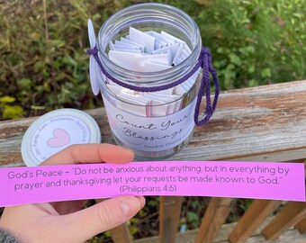 Gratitude Jar DIY Family Bible Verse Printable Color Coded Christian Bible Scripture Jar Verses for Families Teens Women Sunday School Craft