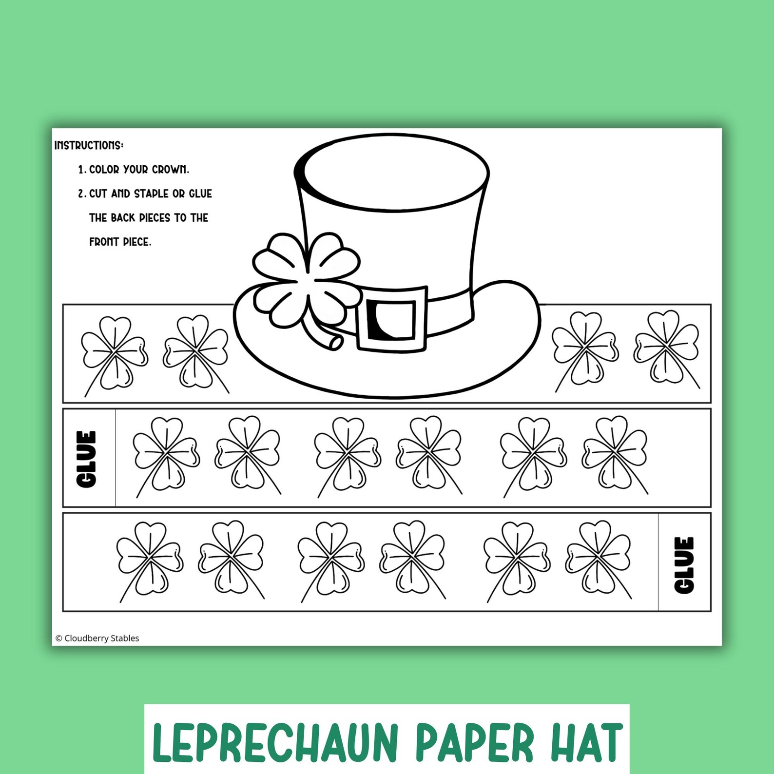 St. Patrick's Day Paper Crowns, Leprechaun Paper Hat Craft, St Patricks ...
