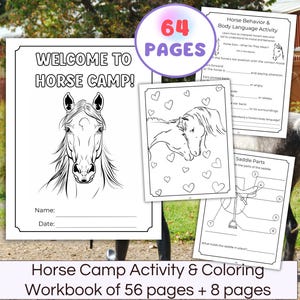 Horse Camp Activities Coloring Workbook Printable Horse Learning Activities Riding Camp Craft Activity Book for Kids Equestrian Summer Camp