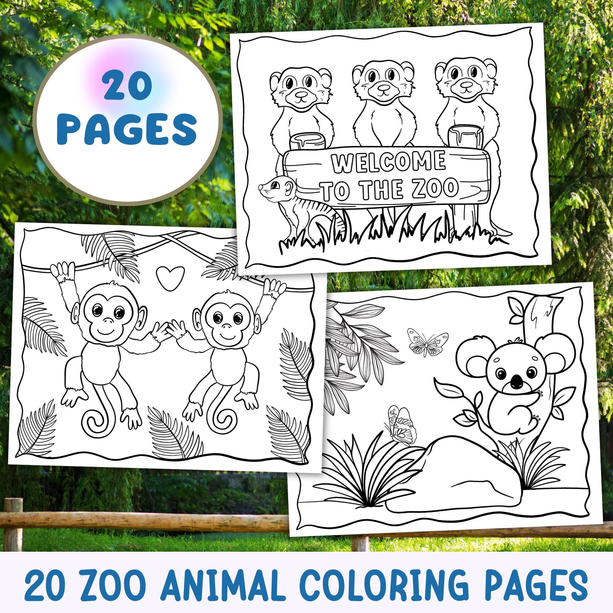Zoo Animal Coloring Pages for Kids Printable Safari Animals Craft ...