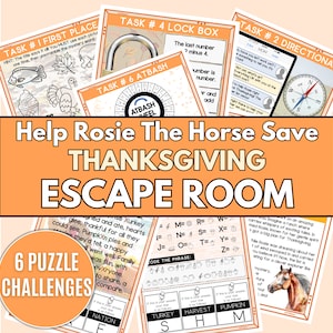Thanksgiving Escape Room for kids Thanksgiving Games Printable Family Game Night Thanksgiving Escape Room Game for Kids Holiday Games