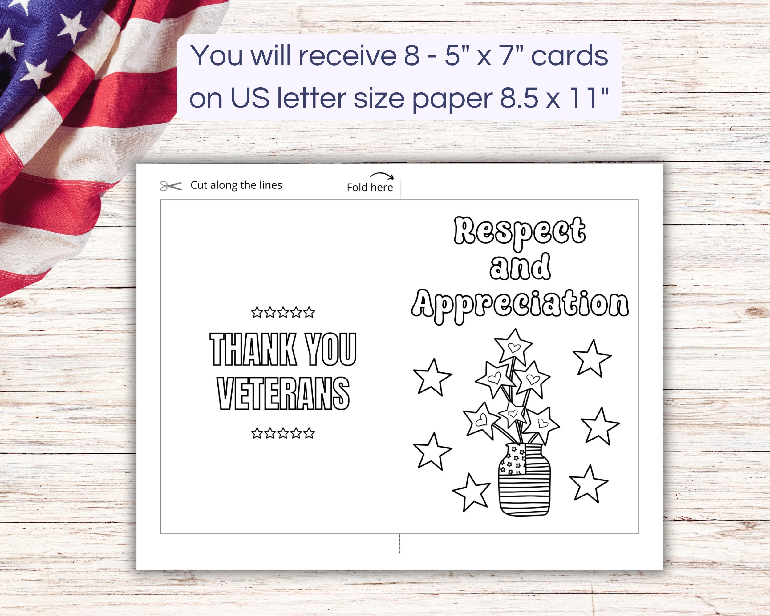 Veterans Day Coloring Cards for Kids Veterans Day Thank You Cards