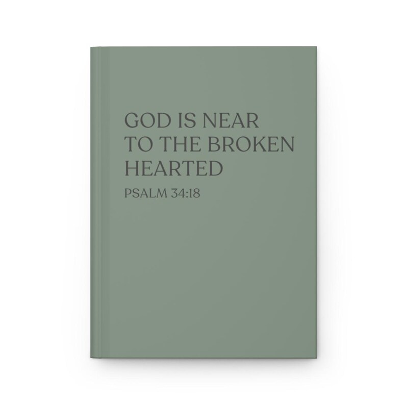 Christian Memory Journal Grief Hardcover Notebook Loss of Mother Father Daughter Son Memorial Remembrance Faith Keepsake Diary God is Near Olive green