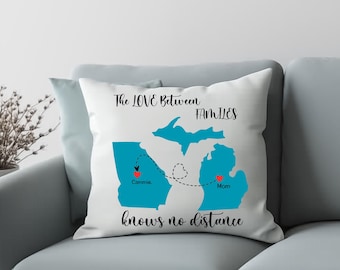 Personalized State Pillow: Long Distance Friendship Gift