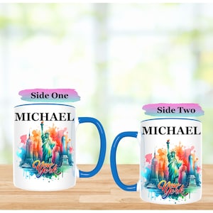 Amant de New York - Tasse de l'État de New York - Tasse à café de voyage New York - Mug New York personnalisé - Cadeau souvenir New York - Mug nom personnalisé - Fierté de New York