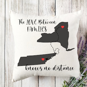 Personalized Long Distance pillow-Personalized State Pillow-Country to Country-Long Distance Friends-Long Distance Family-Two State Pillow