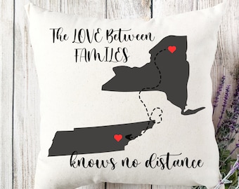 Personalized Long Distance pillow-Personalized State Pillow-Country to Country-Long Distance Friends-Long Distance Family-Two State Pillow