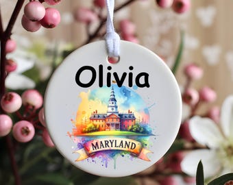 Personalized Maryland State Ornament: Chesapeake Bay Souvenir