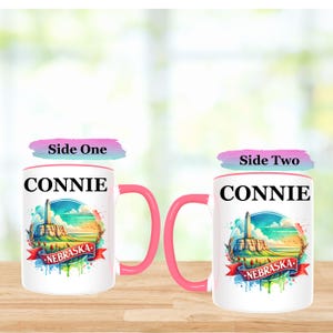Custom State mug with Nebraska Images-Nebraska Lover-Nebraska Travel Coffee Mug-Personalized Nebraska Mug-Nebraska Souvenir Gift