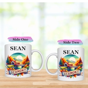 Vermont Lover-Vermont State Mug-Vermont Coffee Mug-Personalized Vermont Mug-Vermont Souvenir Gift-Custom Name Mug