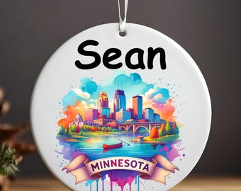Personalized Minnesota Ornament: Custom State Christmas Ornament, Travel Souvenir