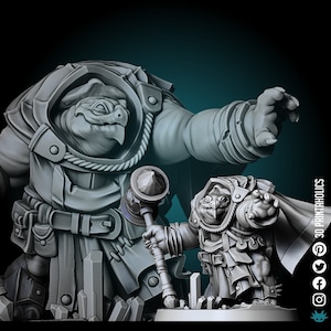 Tortle Cleric - Miniatura impresa en 3D de resina a base de plantas premium, juegos de mesa, mazmorras y dragones figura de criatura de fantasía