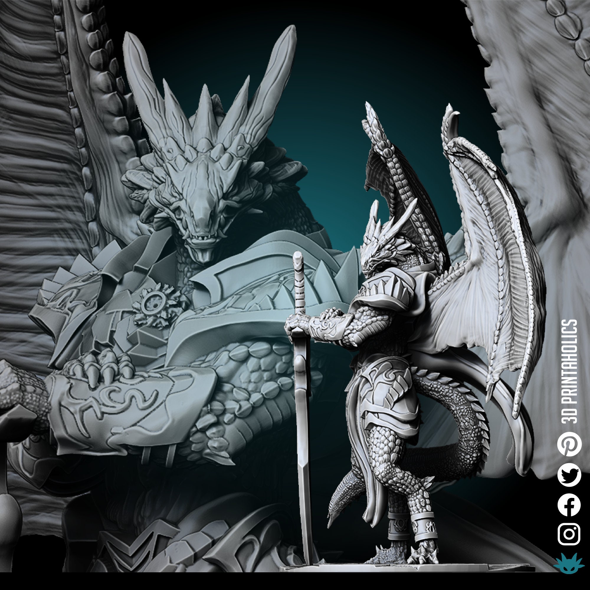 Ariarathes - Dragonborn - Premium 4k Plant Based Resin 3D Printed Miniature, TableTop Gaming, Dungeons and Dragons Fantasy Model, Gift