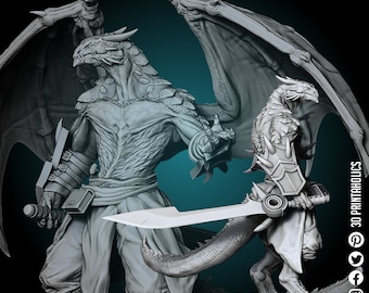 Dragonborn Soldier Winged/Wingless - Premium Plant Based Resin 3D Printed Miniature, TableTop Gaming, Dungeons and Dragons Fantasy, Gift