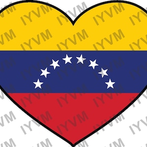 Venezuela Flag Heart Sticker Decal / Bolivarian Republic of Venezuela / República Bolivariana de Venezuela / Caracas / Venezuelan