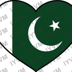 Pakistan Flag Heart Sticker Decal / Islamic Republic of Pakistan / Islamabad / Pakistani