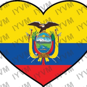Ecuador Flag Heart Sticker Decal / Republic of Ecuador / Dios, patria y libertad / Quito / Ecuadorian