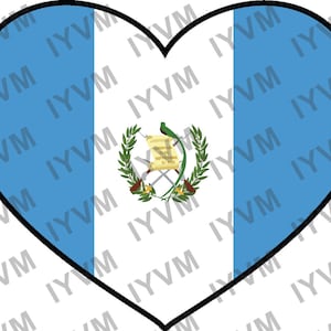 Decalque adesivo de coração com bandeira da Guatemala / República da Guatemala / República da Guatemala / Libre Crezca Fecundo / Cidade da Guatemala / Guatemala /