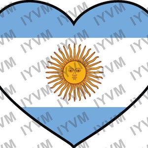 Decalque adesivo de coração com bandeira da Argentina / Buenos Aires / En unión y libertad / Argentino argentino