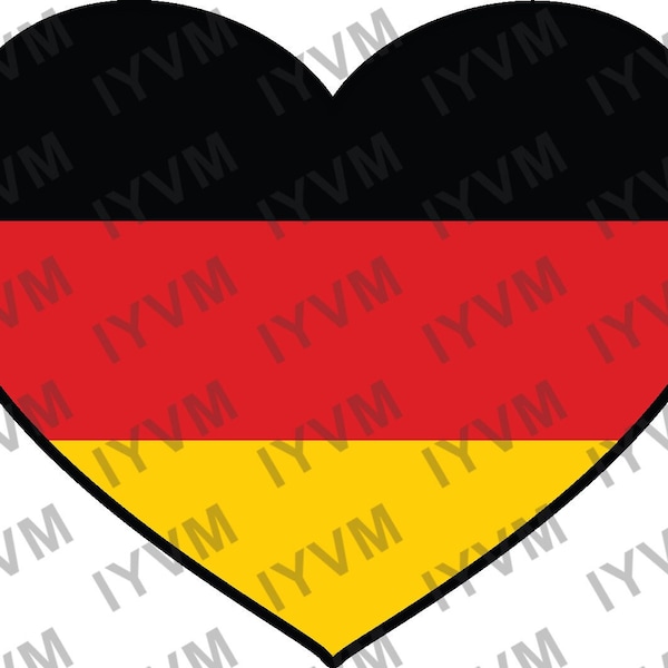 Germany Flag Heart Sticker Decal / Federal Republic of Germany / Berlin / German / Bundesrepublik Deutschland