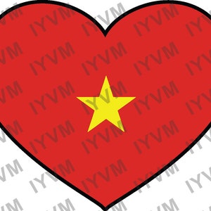 Vietnam Flag Heart Sticker Decal / Socialist Republic of Vietnam / Hanoi / Vietnamese