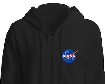 Sudadera con capucha y cremallera completa de la NASA Personalízala con tu nombre Personaliza sudadera con capucha y cremallera con cremallera Logotipo de la NASA