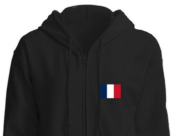 Sudadera con capucha y cremallera completa unisex con bandera de Francia, República Francesa, París, Francés, Liberté, égalité, fraternité