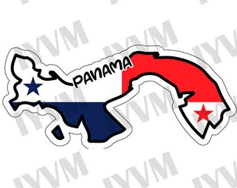 Panama Map Flag Sticker Decal / Republic of Panama / Pro Mundi Beneficio / Panama City / Panamanian
