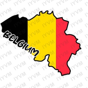 Belgien Map Iron On Heat Transfer Vinyl HTV / Brüssel / Eendracht maakt macht / L'union fait la Force / Einigkeit macht stark / Belgium