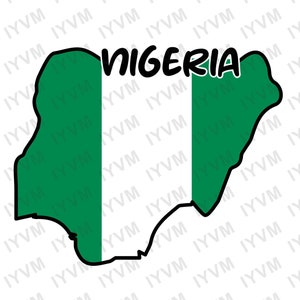 Nigeria Karte Flagge Aufbügeln Hitze Transfer Vinyl HTV / Bundesrepublik Nigeria / Einheit und Glaube, Frieden und Fortschritt / Abuja