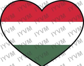Calcomanía de pegatina de corazón de bandera de Hungría / Magyarország / Budapest / Húngaro