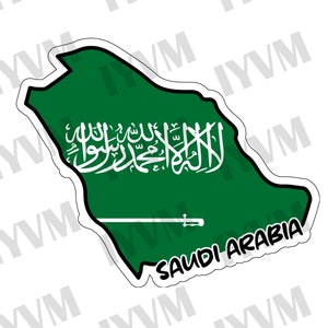 Saudi Arabia Map Flag Sticker Decal / Kingdom of Saudi Arabia / Riyadh / Saudi Arabian