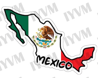 Mexico Map Flag Sticker Decal / United Mexican States / Estados Unidos Mexicanos / La Patria Es Primero / Mexico City