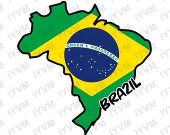 Mapa Brazylii Żelazko na winylu termotransferowym HTV / Brasília / Federacyjna Republika Brazylii / Brazylia / Brazylia / Ordem e Progresso