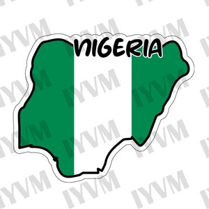Nigeria Landkarte Flagge Sticker Aufkleber / Bundesrepublik Nigeria / Einheit und Glaube, Frieden und Fortschritt / Abuja / Jamhuriyar Tarayyar Najeriya