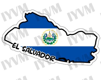 El Salvador Map Flag Sticker Decal / Republic of El Salvador / Dios, Unión, Libertad / San Salvador / Salvadoran Salvadorian