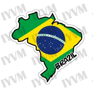 Brazil Map Flag Sticker Decal / Brasília / Federative Republic of Brazil / Brazilian / Brasil / Ordem e Progresso