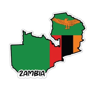 Zambia Map Flag Sticker Decal
