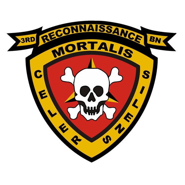 US Marine Corps Badge Sticker Decal  3rd Reconnaissance Battalion Mortalis Car Sticker Bumper Sticker for Car Emblem