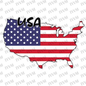 USA Karte Flagge Aufkleber Aufkleber / USA / USA / In God We Trust / Washington DC / Amerikanisch