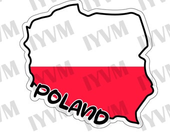 Poland Map Flag Sticker Decal / Republic of Poland / Rzeczpospolita Polska / Warsaw / Polish