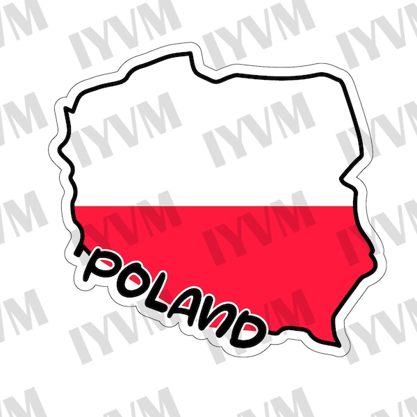 Poland Map Flag Sticker Decal / Republic of Poland / Rzeczpospolita Polska / Warsaw / Polish